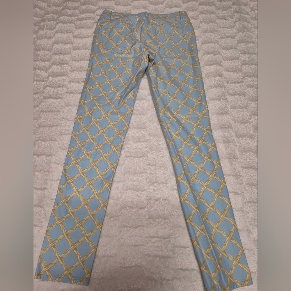 J. McLaughlin‎ Light Blue and Yellow Geometric Straight Leg Jeans - Picture 4 of 9